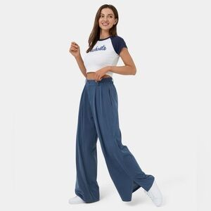 ❗️ High Waisted Button Zipper Plicated Side Pocket Split Hem Wide Leg Pants